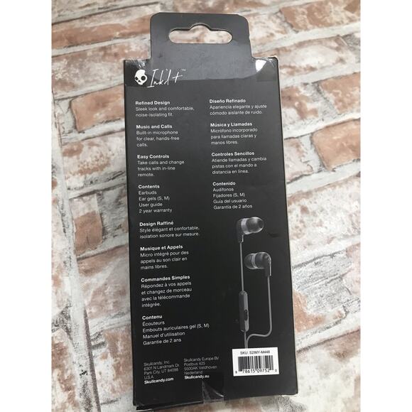 Skullcandy Ink'd + Wired In-Ear Earbuds with Microphone - Gray/Black OPEN BOX - Picture 2 of 3